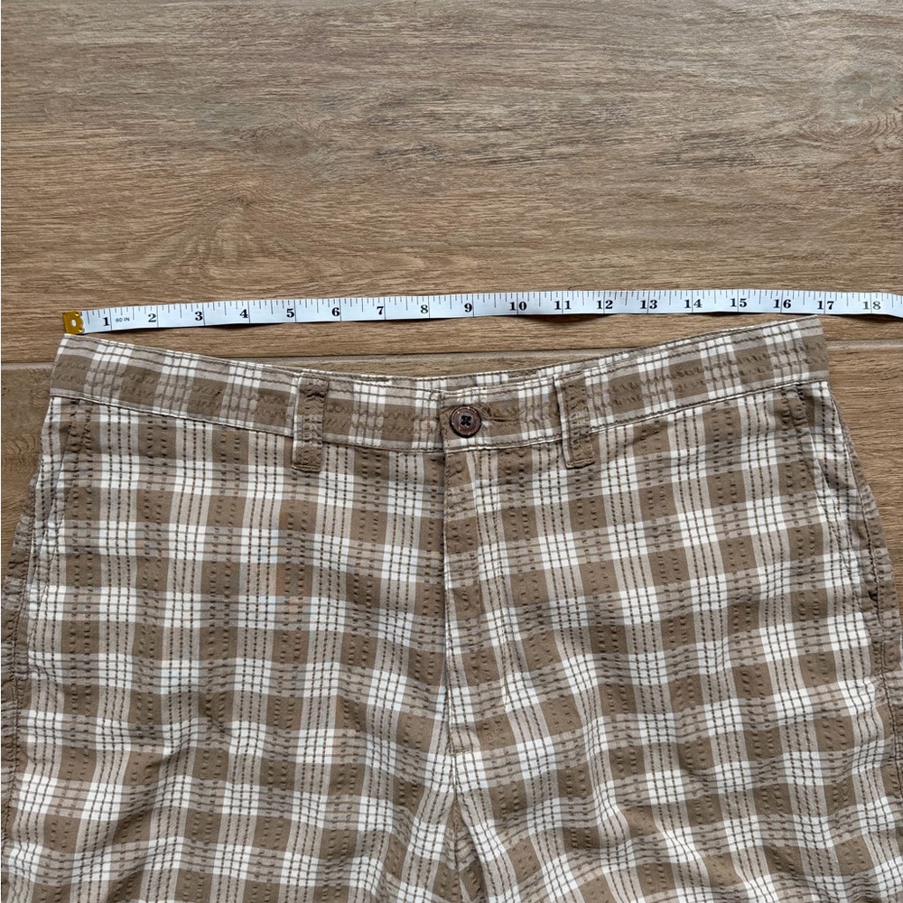 PATAGONIA shorts size 33 brown white plaid organic cotton seersucker - Picture 6 of 6